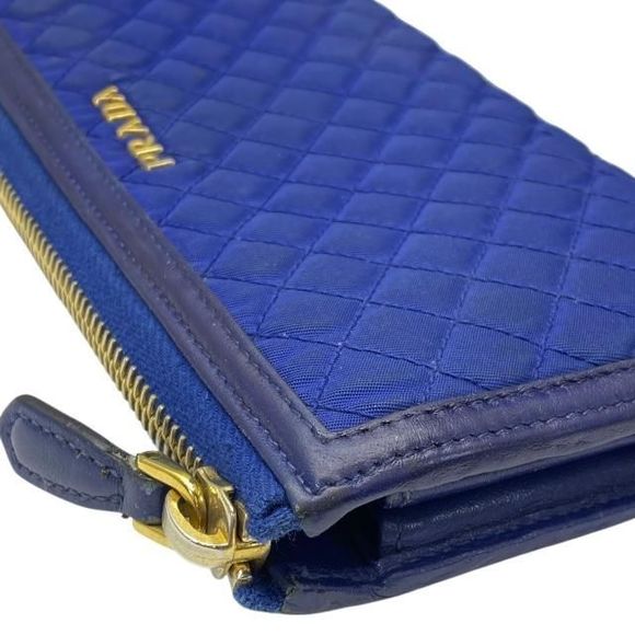 Prada Long Wallet 1m1183 Long Wallet L-shape Zipper Logo Quilted Nylon Leather - Picture 3 of 10